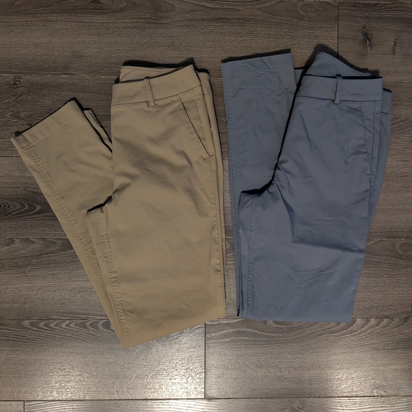Kit and Ace Pants - Kit and Ace Straight Leg Pants in Khaki and Slate Blue